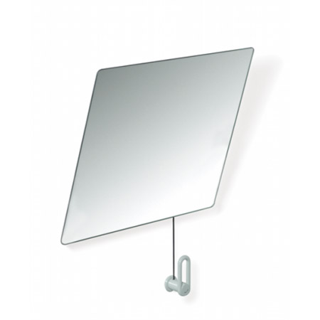 HEWI 801-Kippspiegel aus Kristallglas 28 Grad neigbar, 600x540 mm, stahlblau 